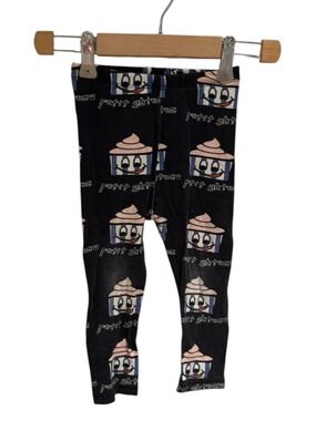 HUGO LOVES TIKI black “petit gateau” print leggings - size 18-24 months